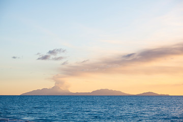 Fototapeta premium Montserrat Volcano Eruption Sunset, Antigua