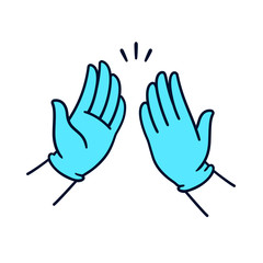 High five in surgical gloves