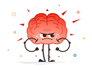 angry red human brain vector character