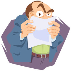 Secret agent. Male hiding behind paper. Funny man peeking. Funny people.