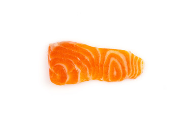 Salmon raw sashimi isolated on white background