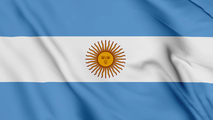 Argentina flag is waving 3D animation. Argentina flag waving in the wind. National flag of Argentina.