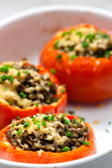 baked tomatoes filled with lentils