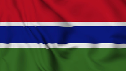 Gambia flag is waving 3D animation. Gambia flag waving in the wind. National flag of Gambia. 