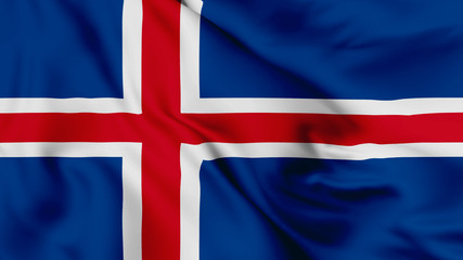 Fototapeta premium Iceland flag is waving 3D animation. Iceland flag waving in the wind. National flag of Iceland. 
