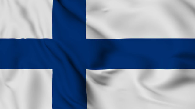 Finland flag is waving 3D animation. Finland flag waving in the wind. National flag of Finland.