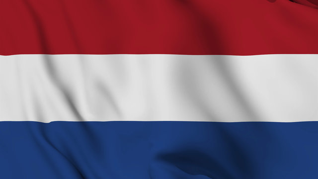 holland flag is waving 3D animation. Netherlands flag waving in the wind. National flag of Netherlands .