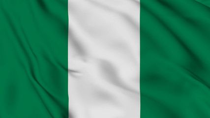 Nigeria flag is waving 3D animation. Nigeria flag waving in the wind. National flag of Nigeria. 