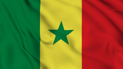 Senegal flag is waving 3D animation. Senegal  flag waving in the wind. National flag of Senegal.