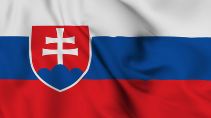 Slovakia flag is waving 3D animation. Slovakia flag waving in the wind. National flag of Slovakia.