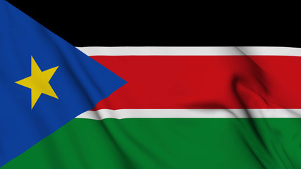 south sudan flag is waving 3D animation. south sudan flag waving in the wind. National flag of south sudan.