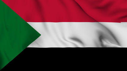Sudan flag is waving 3D animation. Sudan flag waving in the wind. National flag of Sudan. 