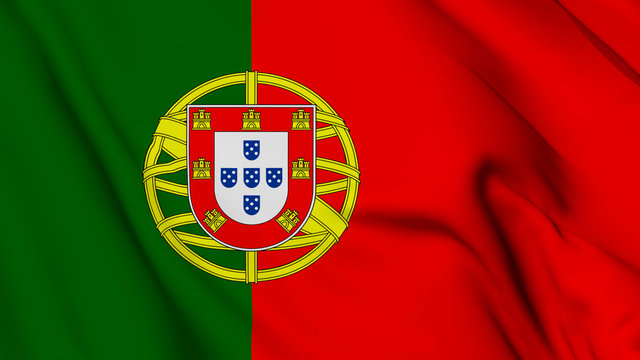 Portugal flag is waving 3D animation. Portugal flag waving in the wind. National flag of Portugal