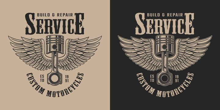 Motorcycle repair service vintage emblem