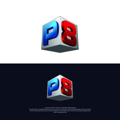 3D style P8 logo design vector template