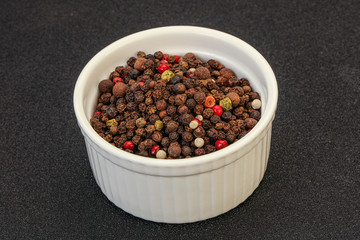 Peppercorn heap in the bowl