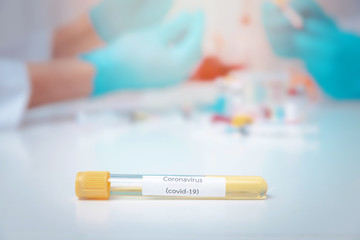 Test tubes containing plasma extracted from the blood of people who had been ill with coronavirus,...