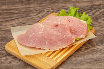 Raw pork steak for cooking