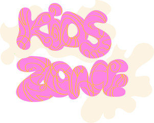Kids Zone banner for Girl in pink . Vector stock .Vector cartoon logo for children's playroom. 