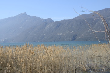 Bourget lake and mountains