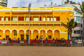 Las Palmas de gran Canaria, Islas Canarias, Spain. 05/09/2020: People walking at Canteras beach. Phase 1 of coronavirus deescalation.