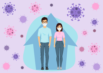 Avoid 2019-nCoV COVID-19. Set of Coronavirus concept stay at home during the coronavirus. vector illustration in flat design