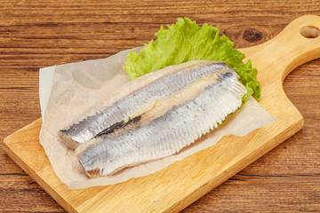 Herring fillet with salad leaves