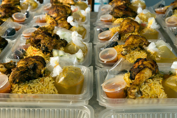 "Nasi Arab Kabsya" packed for frontliners supplied.