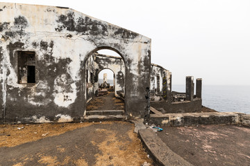 Lost places: Ruin of a restaurant in the town Cidade Velha, Island Santiago, Cape Verde