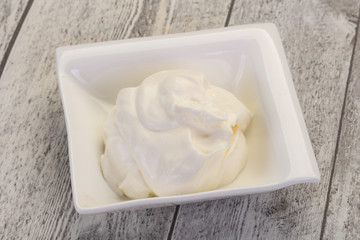 Sour cream in the bowl