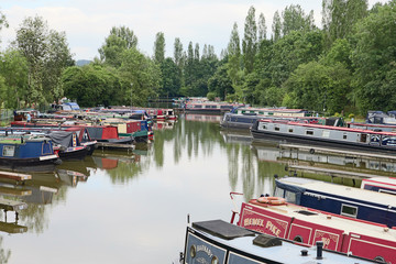 Naklejka premium Leisure craft on the canal in the English Midlands.