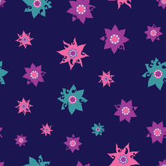 Ornate floral kaleidoscope tile. Vector repeat. Great for home decor, wrapping, scrapbooking, wallpaper, gift, kids, apparel. 