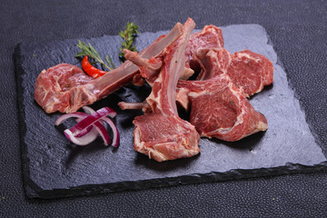 Raw rack of lamb