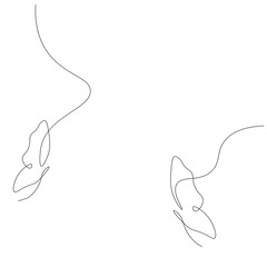 Obraz premium Butterfly fly one line drawing vector illustration