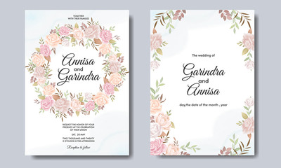 Beautiful floral frame wedding invitation card template Premium Vector