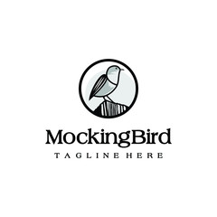 Mockingbird logo design. Awesome a mockingbird silhoutte. A mockingbird logotype.