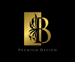 Elegant B Luxury Logo Icon, Vintage Negative Space Gold B Letter Logo Design. Perfect for fashion, Jewelry, Beauty Salon, Cosmetics, Spa, Wedding Logo, Letter Stamp, Hotel and Restaurant Logo.