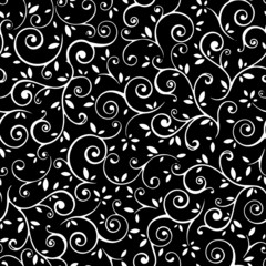 Full seamless floral pattern black white illustration. Flower leaf design for fabric print. Suitable for fashion use.