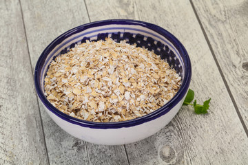 Raw oats in the bowl