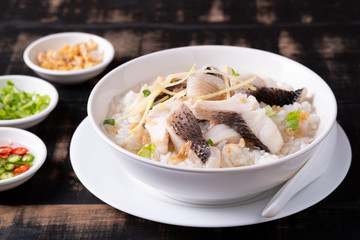 Fish Porridge,rice soup with sliced fish.Thai breakfast style