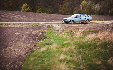 car in the forest