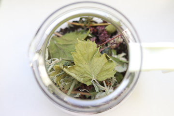 green tea in a glass bowl