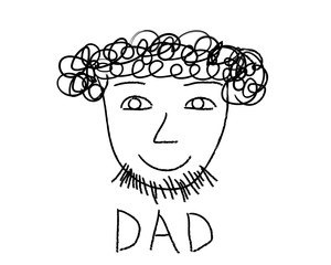 Kids drawing, portrait of father. Vector illustration.