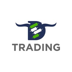 Logo candlestick trading chart analyzing in forex, Trade Bull Chart, finance logo. modern eye catching logo. Economy finance chart bar business productivity logo icon. Business analytics.