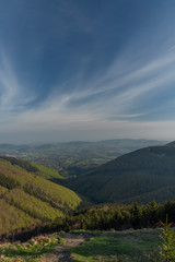 Color spring morning view from Pustevny in Beskydy mountains