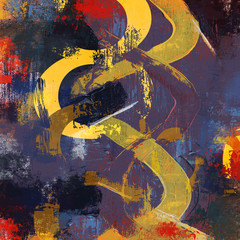 Abstract grunge collage with textured elements and shapes