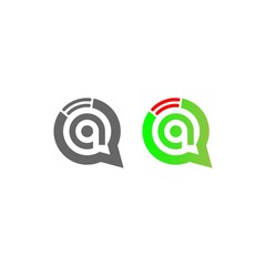 Letter A Wireless Internet in the chat bubble logo