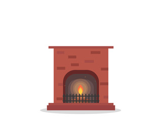 Fototapeta premium red fireplace with fire