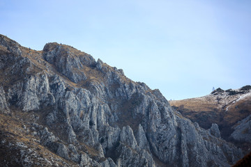 Famouse romanian limestone cliff detail in alba country, Mountain in transylvania torocko, rimetea