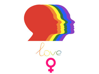 illustration of women faces in profile, LGBT community, feminism